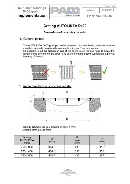 Autolinea Site Installation guidelines - Saint-Gobain PAM UK