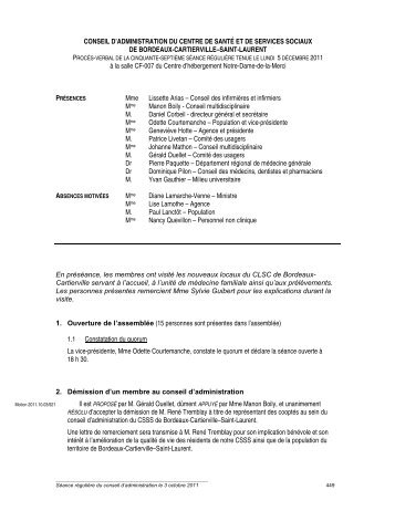 CONSEIL D'ADMINISTRATION DU CENTRE DE SANTÃ ET DE ...