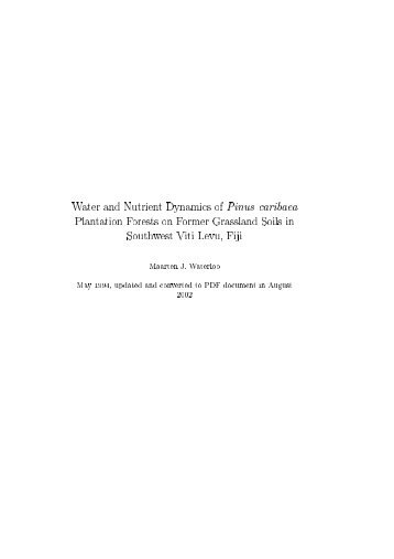 Water and Nutrient Dynamics of Pinus caribaea ... - VU-DARE Home