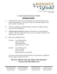 Download the Claim for Damages Form - City of Bonney Lake