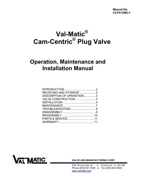 CCPV-OM2 - Val-Matic Valve and Manufacturing Corp.