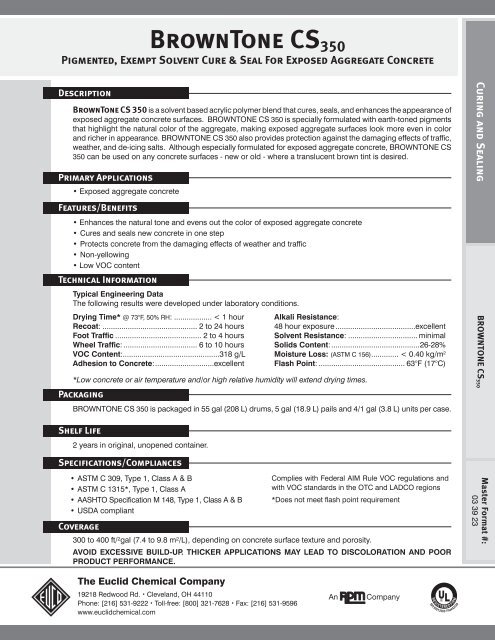 BrownTone CS-350 Technical Data Sheet - Euclid Chemical Co