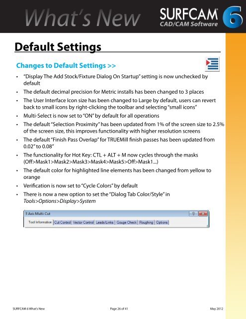 SURFCAM 6 What's New - Cim Solutions and Networking