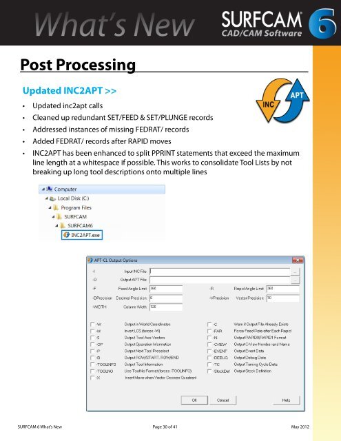 SURFCAM 6 What's New - Cim Solutions and Networking