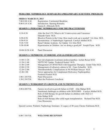 1 PEDIATRIC NEPHROLOGY SEMINAR 2013 - Department of ...