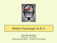 Beifach Psychologie im B. A. - Sowi - UniversitÃ¤t Mannheim