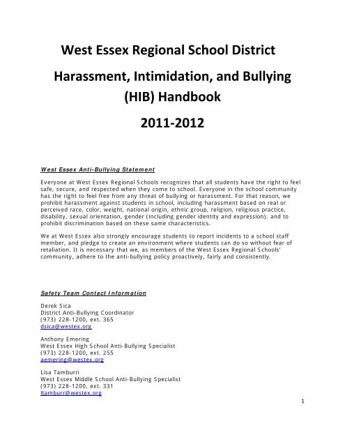 What Is Harassment Intimidation Or Bullying West Essex