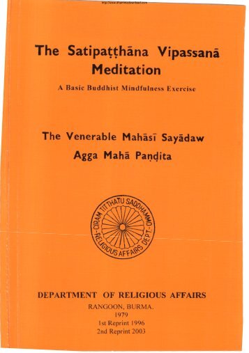 Mahasi Sayadaw The Satipatthana Vipassana Meditation - Dhamma ...