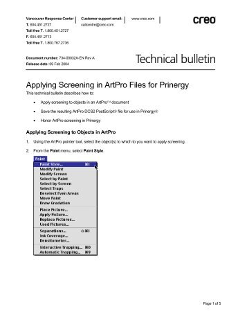 Applying Screening in ArtPro Files for Prinergy - Kodak