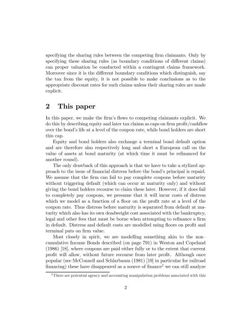 Valuing a firmks capital structure using profit caps, floors and bond ...