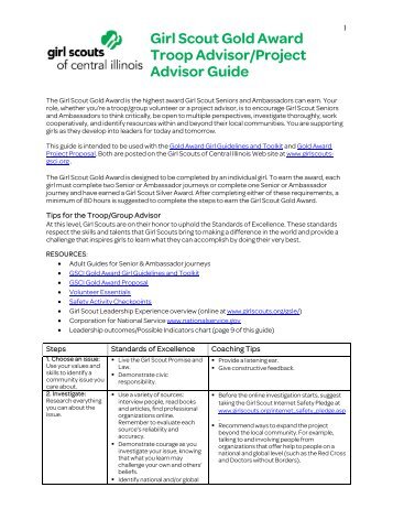 Girl Scout Gold Award Troop Advisor/Project Advisor Guide