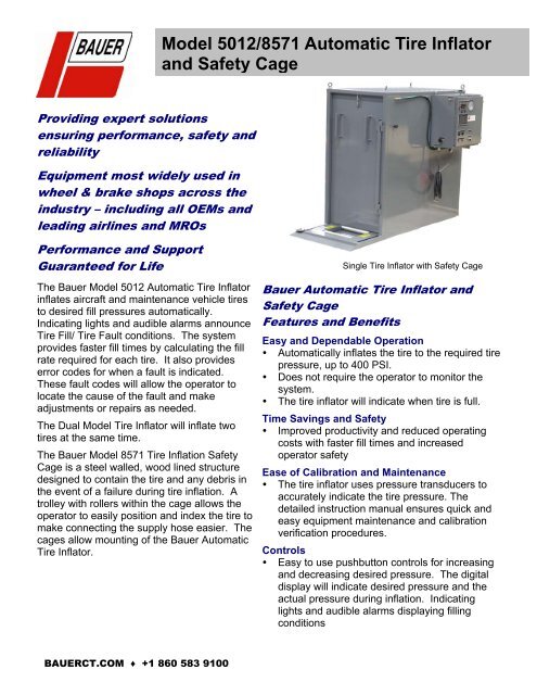 Bauer Inflator Model 5012/8571 Automatic Tire Inflator and Safety Cage - Bauer, Inc.