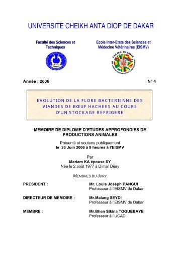 Evolution de la flore bactÃ©rienne des viandes de boeuf ... - BEEP