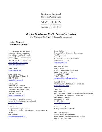 list of conference attendees - Poverty & Race Research Action Council