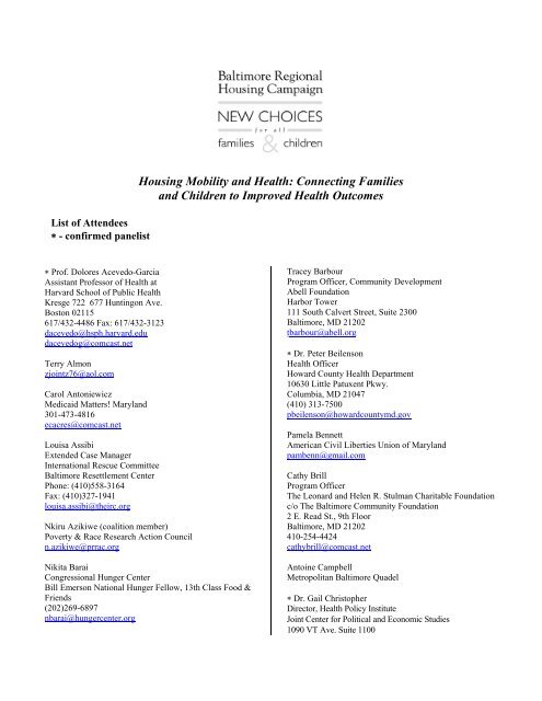 list of conference attendees - Poverty & Race Research Action Council