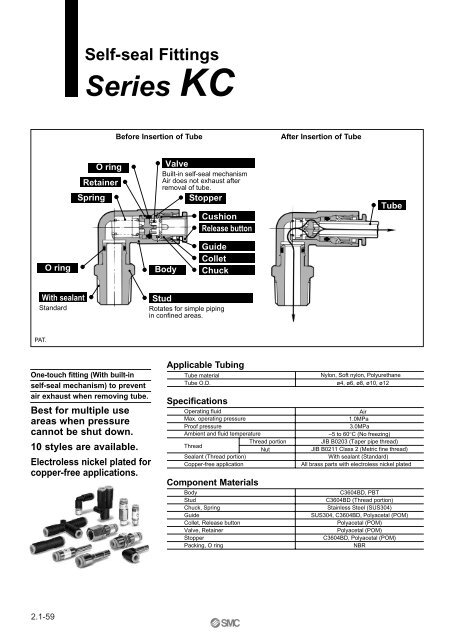 Self-seal Fittings Series KC - SMC
