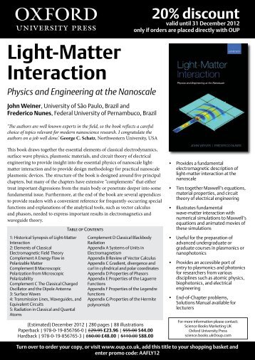 Light-Matter Interaction Physics and Engineering at the ... - CePOF