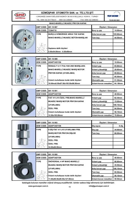 MAKO&MARELLÃÂ° EQUIVALENT STARTER MOTOR ... - gÃ¼mÃ¼Åpar