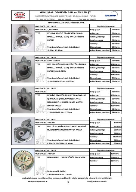 MAKO&MARELLÃÂ° EQUIVALENT STARTER MOTOR ... - gÃ¼mÃ¼Åpar