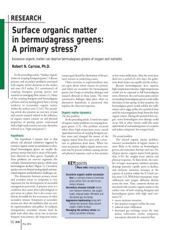 Surface organic matter in bermudagrass greens: A primary ... - GCSAA