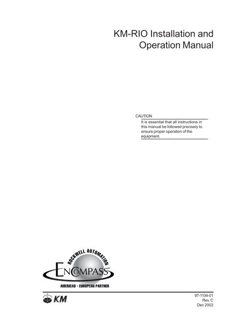 KM-RIO Installation and Operation Manual - Kistler-Morse