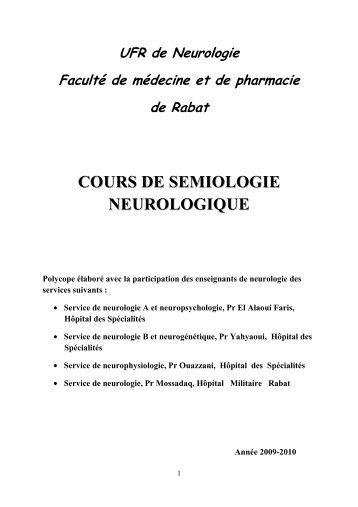 Cours de sémiologie neurologique - medramo