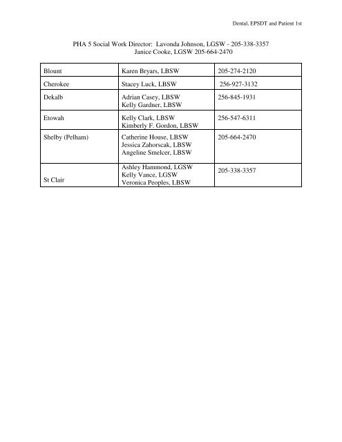 Dental, EPSDT and Patient 1st Care Coordinators