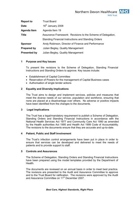 Annex 19 - Northern Devon Healthcare NHS Trust NDHT