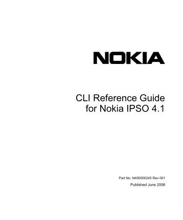 CLI Reference Guide for Nokia IPSO 4.1 - Check Point