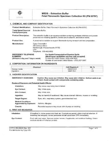 Extraction Buffer Fetal Fibronectin Specimen Collection Kit (PN 00797)