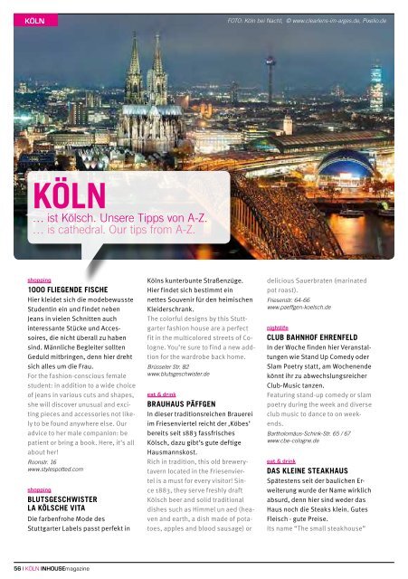 citytours und ausflüge! - INHOUSE magazine