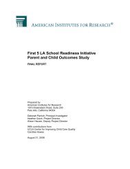 School Readiness Initiative Outcomes Study Final Report ... - First 5 LA