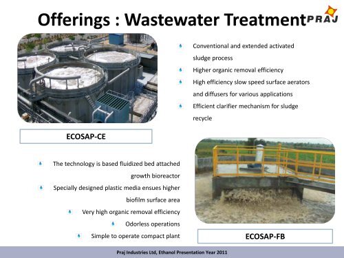 Praj Industries Ltd, Ethanol Presentation - Water Recycle And Reuse