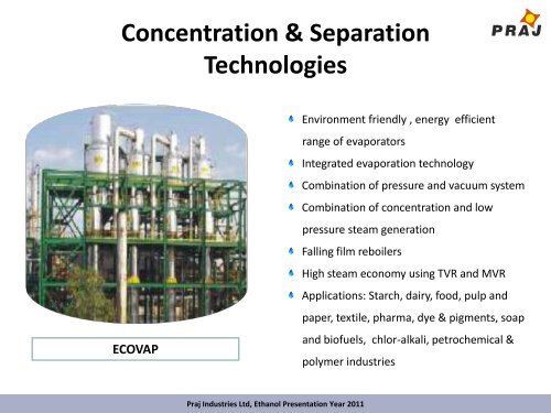 Praj Industries Ltd, Ethanol Presentation - Water Recycle And Reuse
