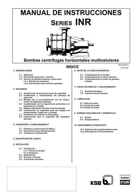 MANUAL DE INSTRUCCIONES - Itur