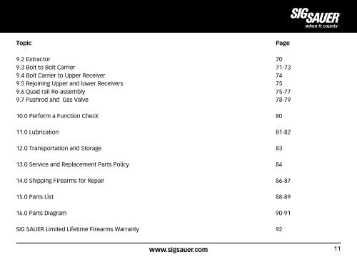 owneRs manual: Handling & SafeTy inSTrucTionS - Sig Sauer