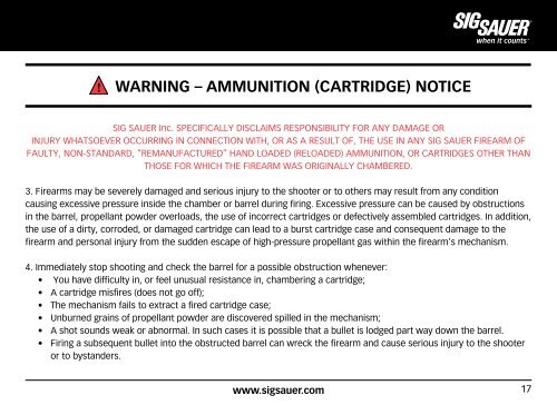 owneRs manual: Handling & SafeTy inSTrucTionS - Sig Sauer