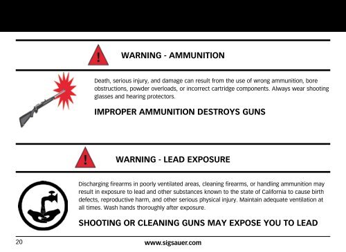 owneRs manual: Handling & SafeTy inSTrucTionS - Sig Sauer