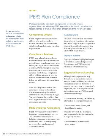 Section 8: IPERS Plan Compliance