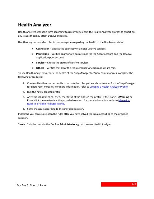 DocAve 6 Service Pack 3 Control Panel Reference Guide - AvePoint