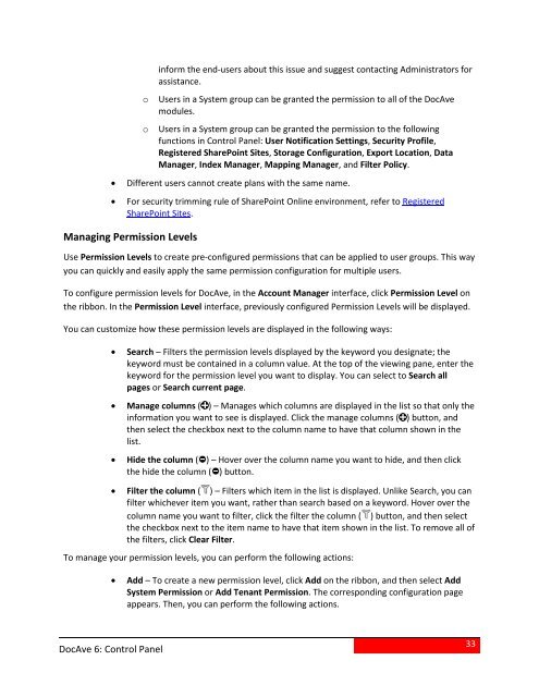 DocAve 6 Service Pack 3 Control Panel Reference Guide - AvePoint