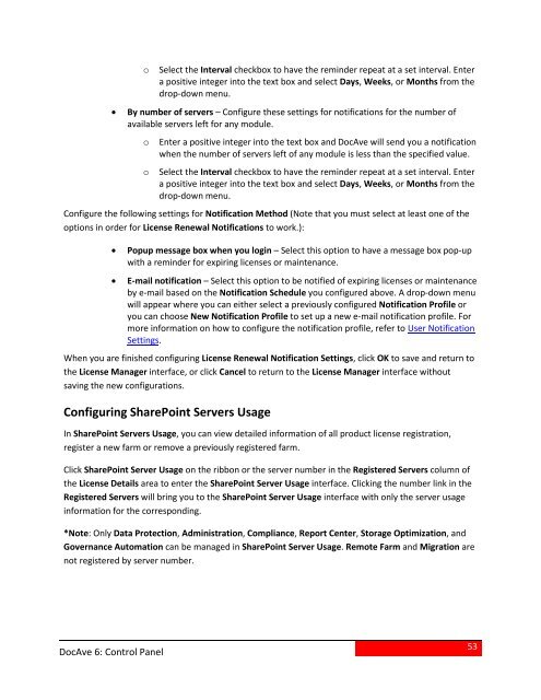 DocAve 6 Service Pack 3 Control Panel Reference Guide - AvePoint