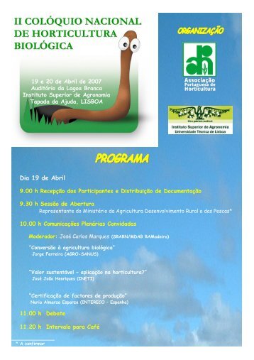 Programa - Instituto Superior de Agronomia