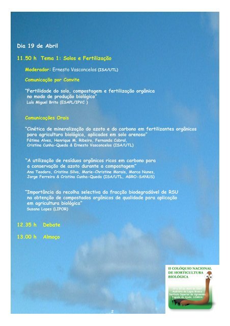 Programa - Instituto Superior de Agronomia