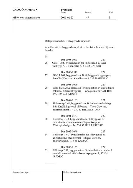 Miljö- och byggnämndens protokoll 20050222.pdf - Gnosjö kommun