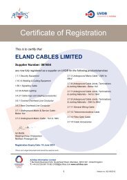 UVDB Certificate - Eland Cables