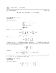 University of Trento Automatic Control 1: Solutions Exercise 1 (13 ...