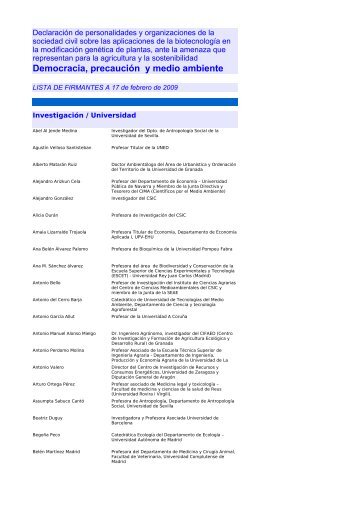 Lista de firmantes - Cecu