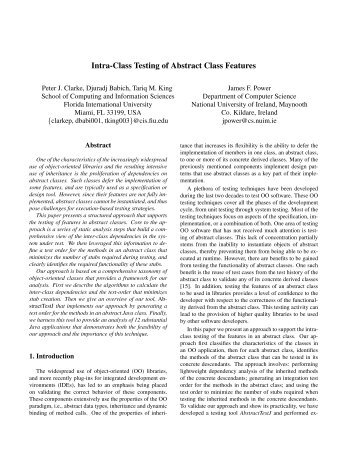 Intra-Class Testing of Abstract Class Features - Computer Science