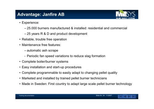 Pellet Boiler/Burner Technical Introduction - Maine Energy Systems